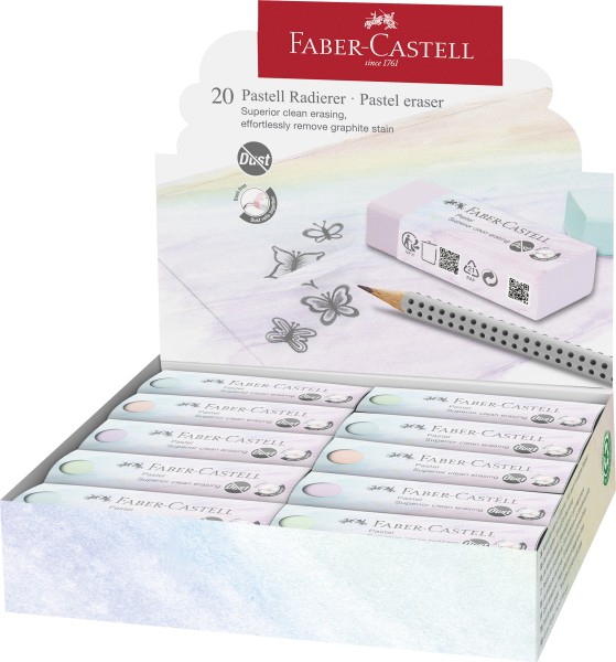 Faber-Castell Dust-free Radierer pastell PVC-frei farblich sortiert